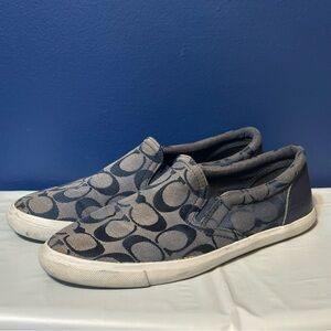 Coach Blue and Gray Patterned Flats